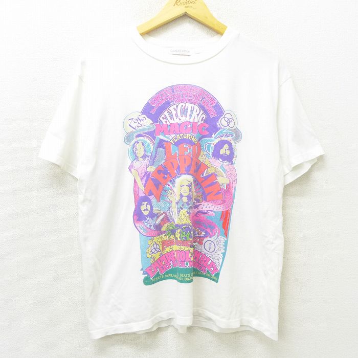 【中古】古着 半袖 ロックTシャツ バンドTシャツ メンズ レッドツェッペリン クルーネック 丸首 白 ホワイト Lサイズ 中古 | 春夏 夏物 夏服 メンズファッション カットソー ティーシャツ ティシャツ メンズTシャツ 半袖Tシャツ 半袖ティーシャツ カジュアルTシャツ お