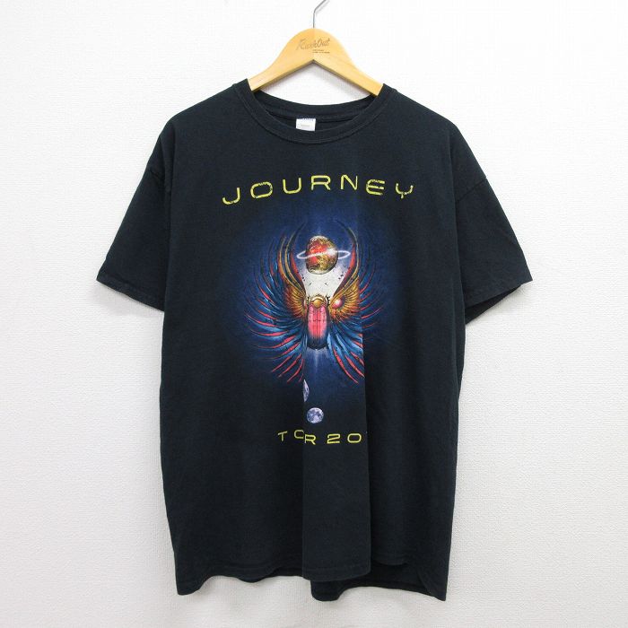 【中古】古着 半袖 ロックTシャツ バンドTシャツ メンズ ジャーニー コットン クルーネック 丸首 黒 ブラック XLサイズ 中古 | 春夏 夏物 夏服 メンズファッション カットソー ティーシャツ ティシャツ メンズTシャツ 半袖Tシャツ 半袖ティーシャツ カジュアルTシャツ 0OF