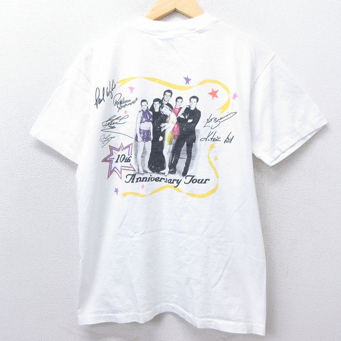 【中古】古着 半袖 ビンテージ ヴィンテージTシャツ メンズ 90年代 90s スターズオンアイス フィギュアスケート トッドエルドリッジ ケイトワンホワイエク コットン USA製 アメリカ製 白 ホワイト Lサイズ 中古 | 春夏 夏物 夏服 ヴィンテージTシャツ メンズファッショ