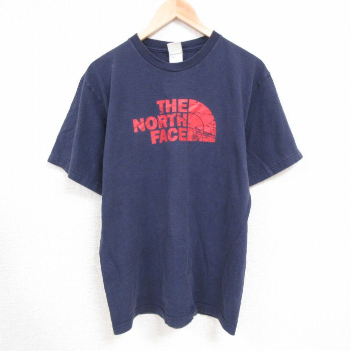 【中古】古着 ノースフェイス THE NORTH FACE 半袖 ブランドTシャツ メンズ ビッグロゴ コットン クルーネック 丸首 紺 ネイビー Mサイズ 中古 | 春夏 夏物 夏服 メンズファッション カットソー ティーシャツ ティシャツ メンズTシャツ 半袖Tシャツ 半袖ティーシャツ