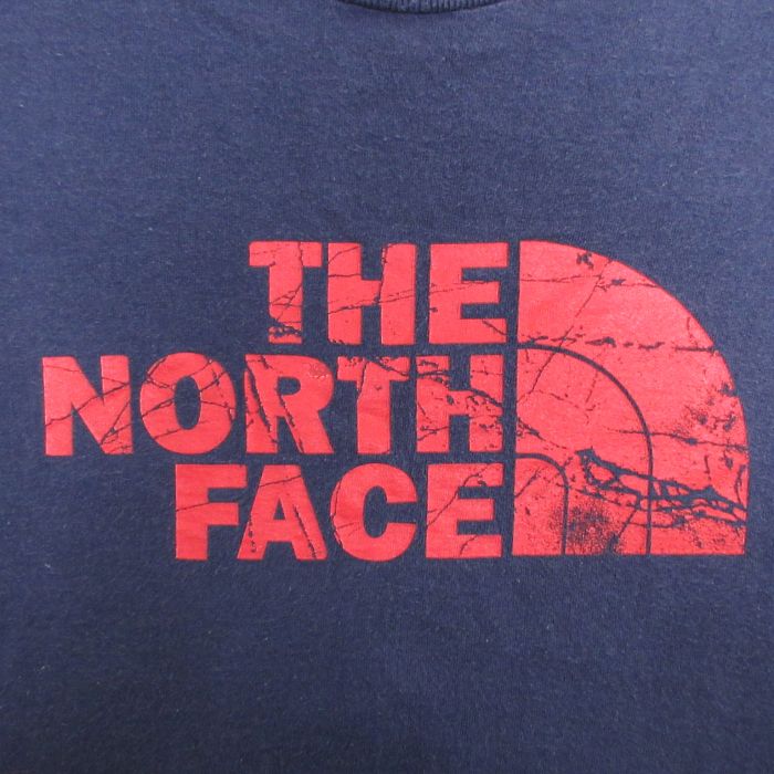 【中古】古着 ノースフェイス THE NORTH FACE 半袖 ブランドTシャツ メンズ ビッグロゴ コットン クルーネック 丸首 紺 ネイビー Mサイズ 中古 | 春夏 夏物 夏服 メンズファッション カットソー ティーシャツ ティシャツ メンズTシャツ 半袖Tシャツ 半袖ティーシャツ