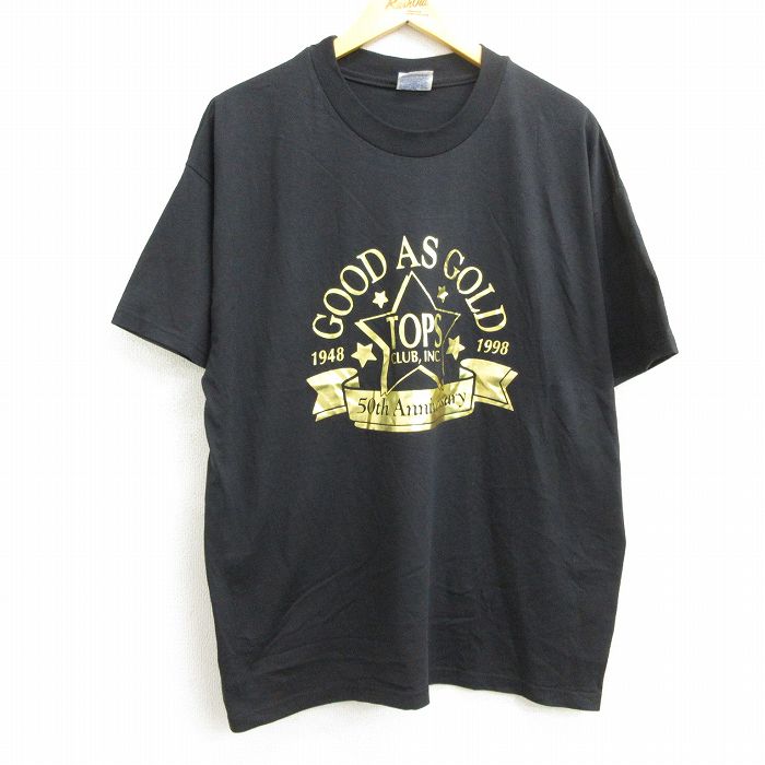 【中古】古着 ヘインズ Hanes 半袖 ビンテージ ヴィンテージTシャツ メンズ 90年代 90s GOLD 大きいサイズ 2L LL ビッグシルエット ゆったり ビッグサイズ オーバーサイズ クルーネック 丸首 黒 ブラック XLサイズ 中古 | 春夏 夏物 夏服 ヴィンテージTシャツ メンズフ