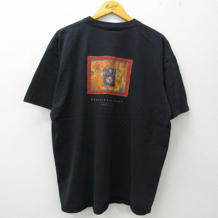 【中古】古着 半袖 ビンテージ ヴィンテージTシャツ メンズ 90年代 90s アルマゲドン 時計 マジック アート 大きいサイズ 2L LL ビッグシルエット ゆったり ビッグサイズ オーバーサイズ コットン クルーネック 丸首 カナダ製 黒 ブラック 【spe】 XLサイズ 中古 | 春