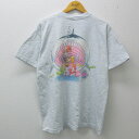 【中古】古着 半袖 ビンテージ ヴィンテージTシャツ メンズ 90年代 90s サメ 人 クルーネック 丸首 USA製 アメリカ製 薄グレー 霜降り XLサイズ 中古 | 春夏 夏物 夏服 ヴィンテージTシャツ メンズファッション カットソー ティーシャツ ティシャツ メンズTシャツ 半袖 0OF