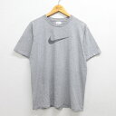 【中古】古着 ナイキ NIKE 半袖 ビンテージ ヴィンテージTシャツ メンズ 00年代 00s ビッグロゴ クルーネック 丸首 グレー 霜降り Lサイズ 中古 | 春夏 夏物 夏服 ヴィンテージTシャツ メンズファッション カットソー ティーシャツ ティシャツ メンズTシャツ 半袖Tシャ 7OF