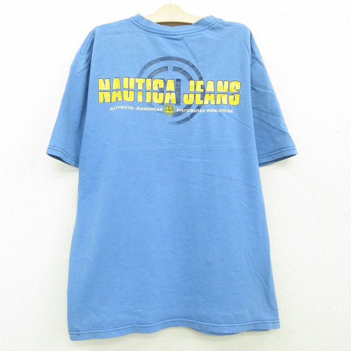 【中古】古着 ノーティカ NAUTICA 半袖 ブランドTシャツ キッズ ボーイズ 子供服 ビッグロゴ コットン クルーネック 丸首 薄紺 ネイビー | 春夏 春物 春服 秋冬 秋物 秋服 女の子 子ども服 こども服 カジュアル ファッション おしゃれ かわいい 5OF