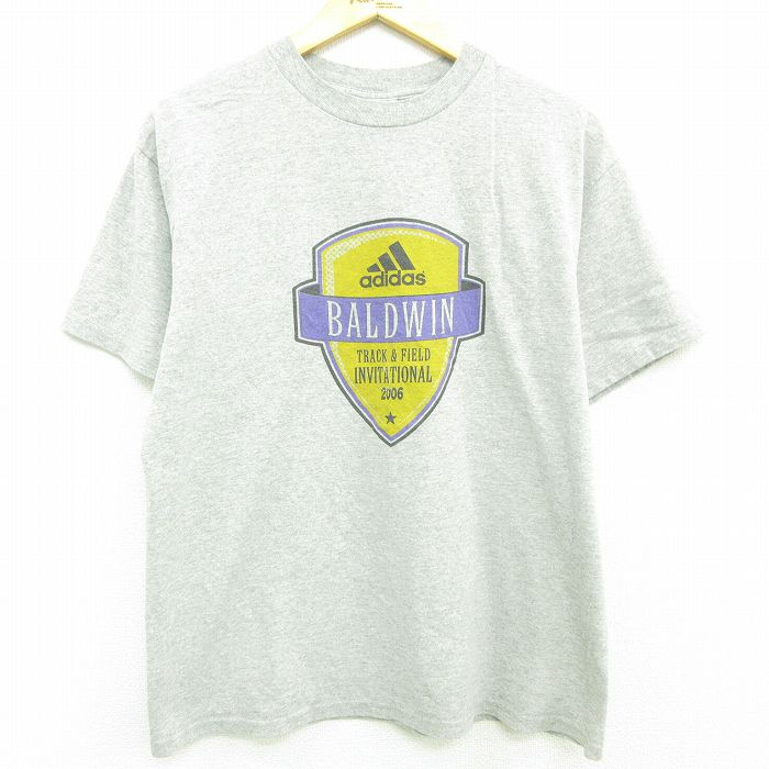 【中古】古着 アディダス adidas 半袖 ビンテージ ヴィンテージTシャツ メンズ 00年代 00s BALDWIN クルーネック 丸首 グレー 霜降り Lサイズ 中古 | 春夏 夏物 夏服 ヴィンテージTシャツ メンズファッション カットソー ティーシャツ ティシャツ メンズTシャツ 半袖T 7OF