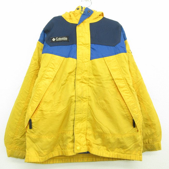 【中古】古着 コロンビア COLUMBIA 長袖ジャケット マウンテンパーカー キッズ ボーイズ 子供服 00年代 00s ワンポイントロゴ マルチカラー リップストップ 黄他 イエロー 内側キルティング | 春夏 春物 春服 秋冬 秋物 秋服 女の子 子ども服 こども服 カジュアル ファ