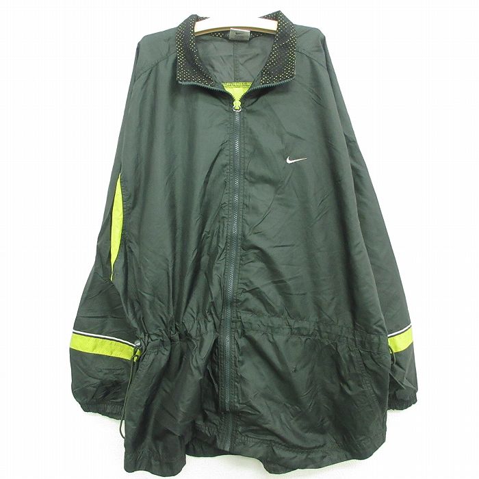 【中古】古着 ナイキ NIKE 長袖 ナイロンジャケット キッズ ボーイズ 子供服 90年代 90s ワンポイントロゴ ラグラン 緑他 グリーン | 春夏 春物 春服 秋冬 秋物 秋服 女の子 子ども服 こども服 カジュアル ファッション おしゃれ かわいい