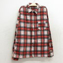 【中古】古着 長袖 フランネルシャツ キッズ ボーイズ 子供服 80年代 80s USA製 アメリカ製 赤他 レッド チェック | 春夏 春物 春服 秋冬 秋物 秋服 女の子 子ども服 こども服 カジュアル ファッション おしゃれ かわいい