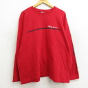 【中古】古着 トミーヒルフィガー TOMMY HILFIGER 長袖 ブランドTシャツ メンズ 90年代 90s ビッグロゴ トミージーンズ 大きいサイズ 2L LL ビッグシルエット ゆったり ビッグサイズ オーバーサイズ コットン クルーネック 丸首 赤 レッド XLサイズ 中古 | 春夏 春物