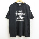 【中古】古着 半袖 ビンテージ ヴィンテージTシャツ メンズ 00年代 00s バーボン ストリート 大きいサイズ 2L LL ビッグシルエット ゆったり ビッグサイズ オーバーサイズ コットン クルーネック 丸首 黒 ブラック XLサイズ 中古 | 春夏 夏物 夏服 ヴィンテージTシャツ