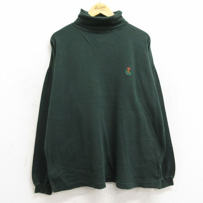 【中古】古着 ラルフローレン Ralph Lauren 長袖 ビンテージ ヴィンテージ ブランドTシャツ メンズ 90年代 90s ワンポイントロゴ 鹿の子 コットン タートルネック ハイネック USA製 アメリカ製 エンジ他 ボーダー 【spe】 Lサイズ 中古 | 春夏 春物 春服 秋冬 秋物 秋 2OF （今だけ値下）