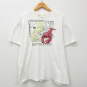 【中古】古着 半袖 ビンテージ ヴィンテージTシャツ メンズ 90年代 90s ロブスター 地図 白他 ホワイト 霜降り XLサイズ 中古 | 春夏 ..