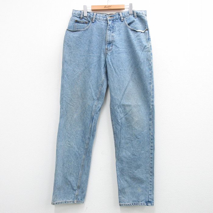 乐天商城 - 【中古】古着 ジーンズ メンズ 00年代 00s コットン 薄紺 ネイビー デニム W35 中古 ボトムス ジーパン Gパン ロングパンツ | 春夏 春物 春服 秋冬 秋物 秋服 長ズボン カジュアル メンズファッション ファッション おしゃれ