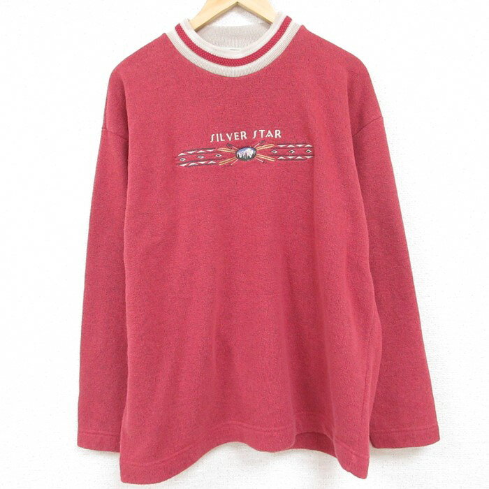 樂天商城 - 【中古】古着 長袖スウェット メンズ 00年代 00s シルバースター 刺繍 クルーネック 丸首 カナダ製 エンジ XLサイズ 中古 スエット トレーナー トップス | 春夏 春物 春服 秋冬 秋物 秋服 メンズファッション カジュアル おしゃれ ファッション