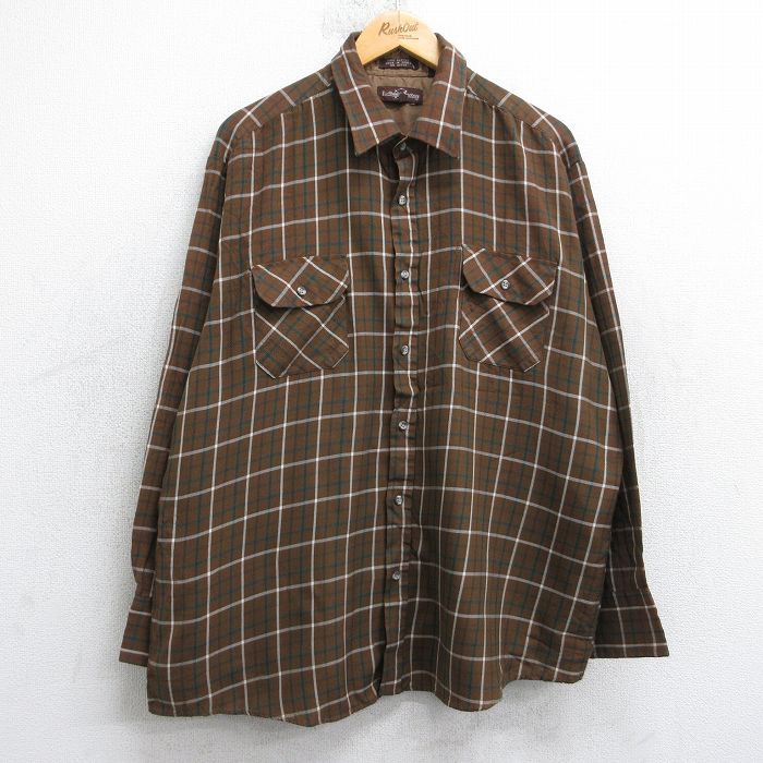 樂天商城 - 【中古】古着 長袖 シャツ メンズ 90年代 90s 大きいサイズ 茶他 チェック 25nov15