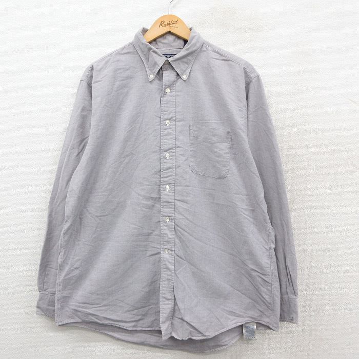 乐天商城 - 【中古】古着 ランズエンド 長袖 ブランド シャツ メンズ 00年代 00s コットン ボタンダウン 紺系 25nov17