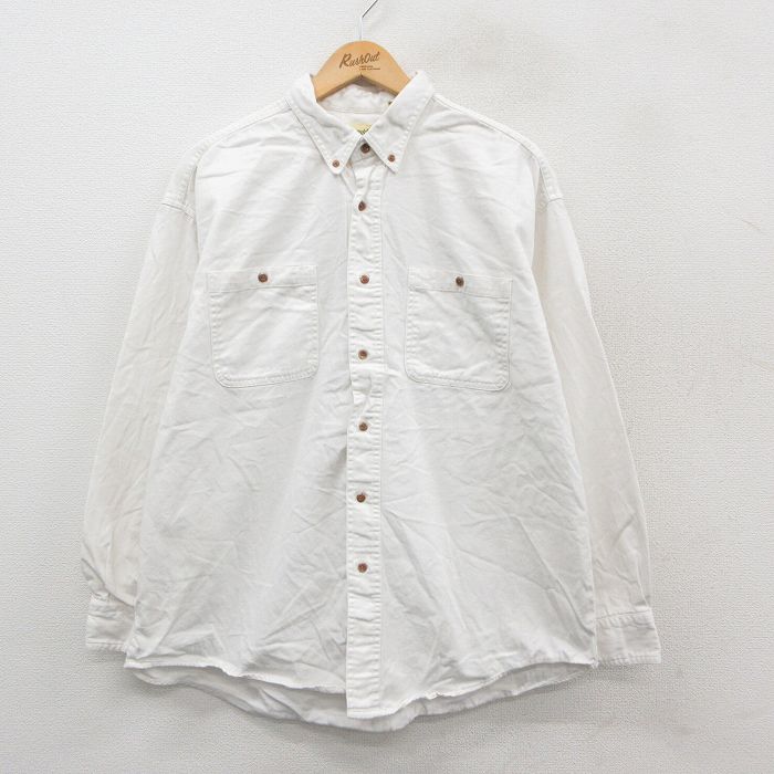 【中古】古着 セントジョンズベイ 長袖 シャツ メンズ 90年代 90s 大きいサイズ コットン ボタンダウン 白 25nov17