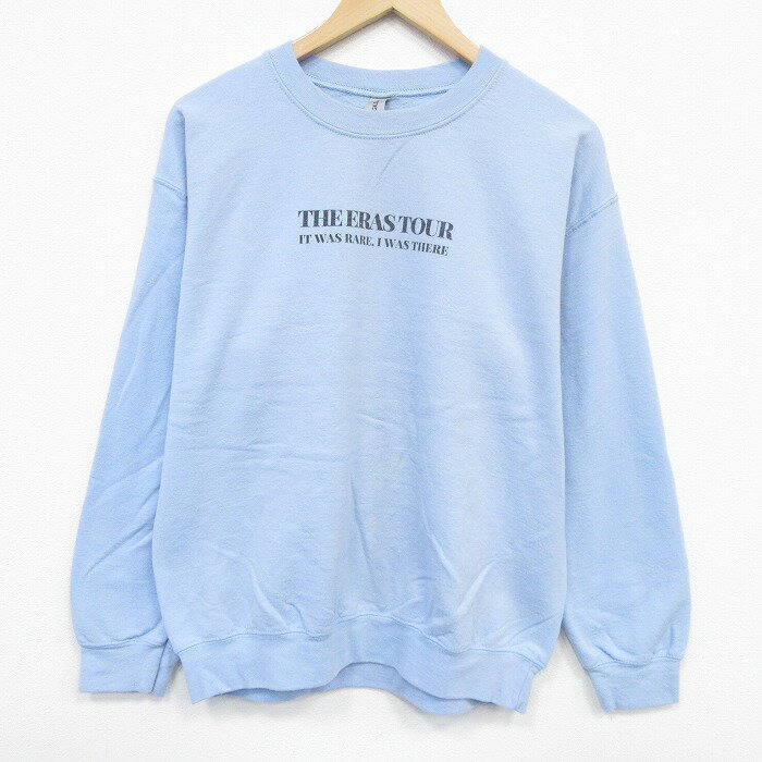Rakuten - 【中古】古着 長袖 ロック バンド スウェット メンズ テイラースウィフト クルーネック 水色 25nov17