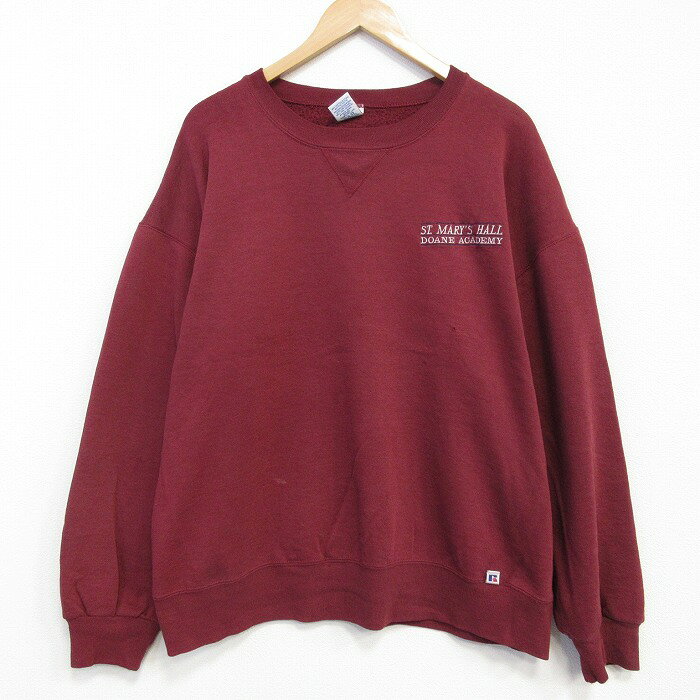 乐天商城 - 【中古】古着 ラッセル 長袖 スウェット メンズ 00年代 00s DOANE クルーネック エンジ 25nov17