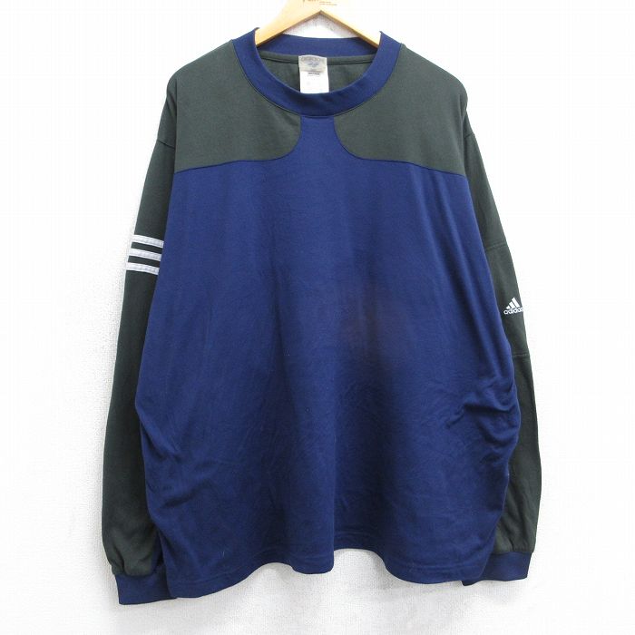Rakuten - 【中古】古着 アディダス adidas 長袖 ビンテージ Tシャツ メンズ 90年代 90s ツートンカラー 大きいサイズ クルーネック 紺他 25nov18 5OF