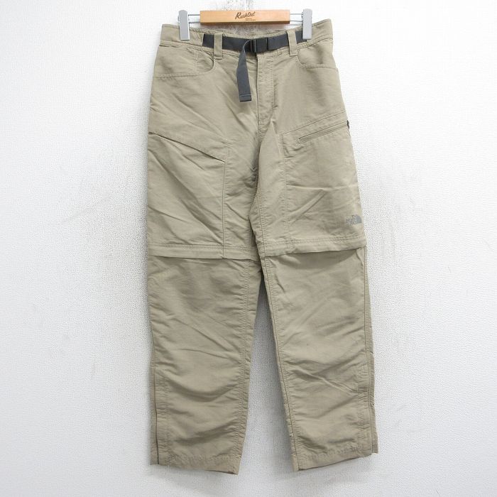 【中古】古着 ノースフェイス ナイロン パンツ メンズ ワンポイントロゴ ベージュ 25nov21