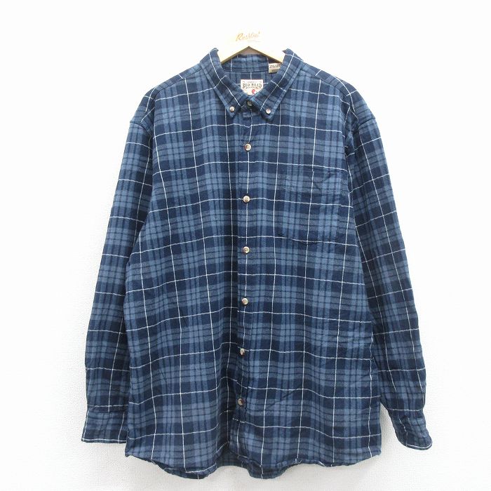 樂天商城 - 【中古】古着 レッドヘッド 長袖 フランネル シャツ メンズ 大きいサイズ コットン ボタンダウン 紺 チェック 25nov22