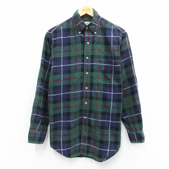 樂天商城 - 【中古】古着 エルエルビーン 長袖 ブランド シャツ メンズ 80年代 80s コーデュロイ コットン ボタンダウン 緑他 チェック 25nov27