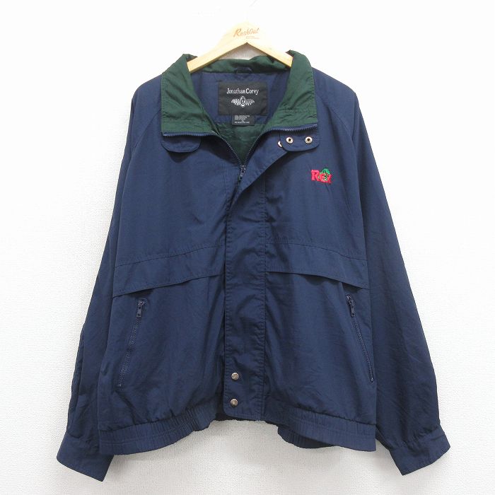 樂天商城 - 【中古】古着 長袖 ジャケット メンズ REX 大きいサイズ ラグラン 紺 25nov28