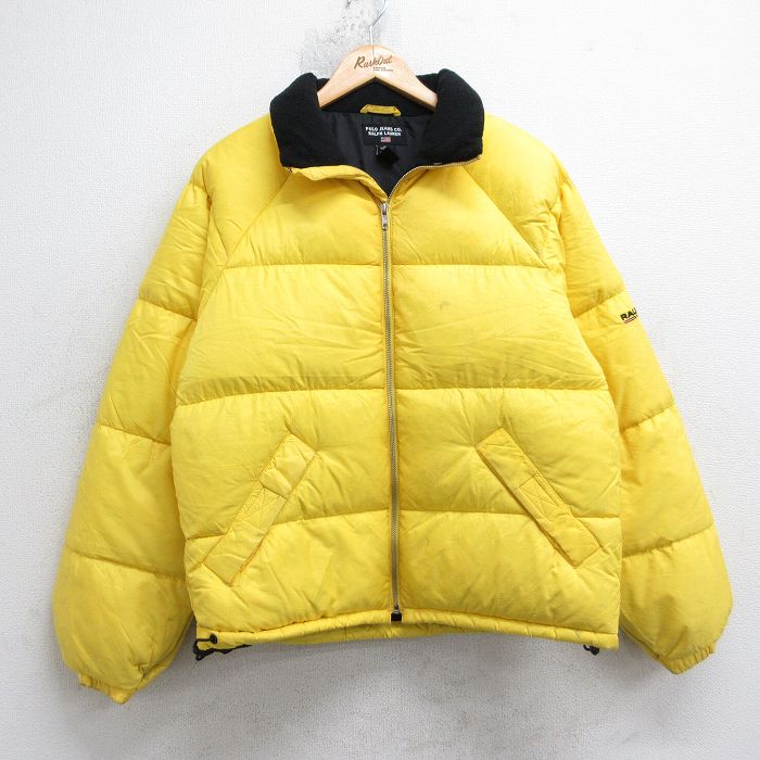 【中古】古着 ラルフローレン ポロジーンズ 長袖 ブランド ダウン ジャケット メンズ 00年代 00s ラグラン 襟フリース 黄色【spe】 25dec02