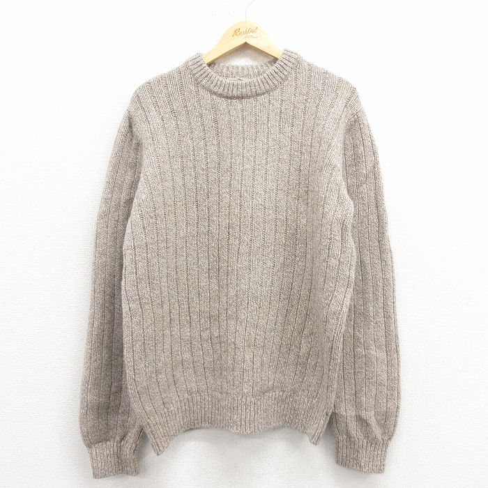 乐天商城 - 【中古】古着 エルエルビーン 長袖 セーター メンズ 00年代 00s 無地 ラムウール クルーネック ベージュ 霜降り【spe】 25dec02