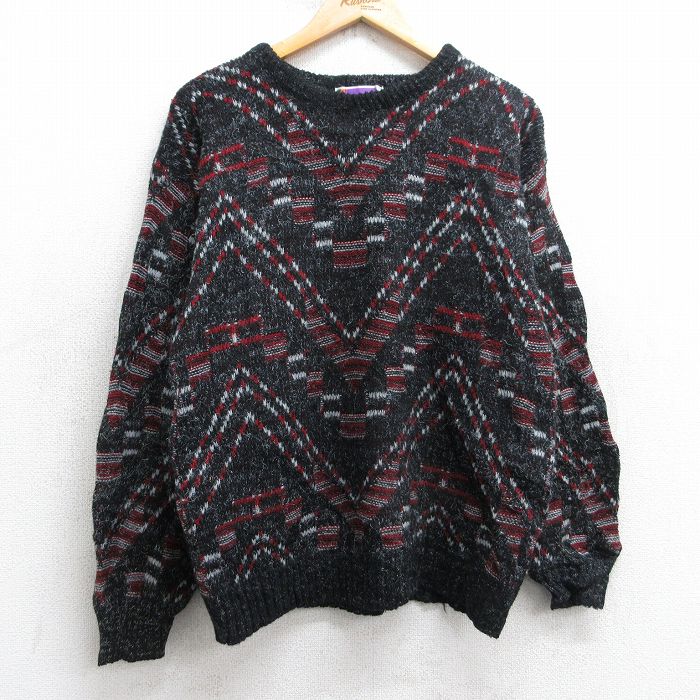 【表記サイズ】　L 【実寸サイズ】　着丈（肩から裾）63cm　着幅（脇から脇）53cm　肩幅53cm　肩袖丈（肩から袖先）55cm　脇袖丈（脇から袖先）49cm 【素材】　アクリル、ウール 【程度】　A 【コンディション】　全体良好 【仕入...