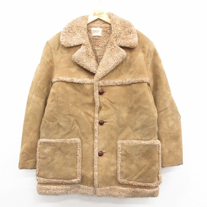 乐天商城 - 【中古】古着 長袖 ジャケット メンズ 80年代 80s USA製 ベージュ 内側ボア 25dec22