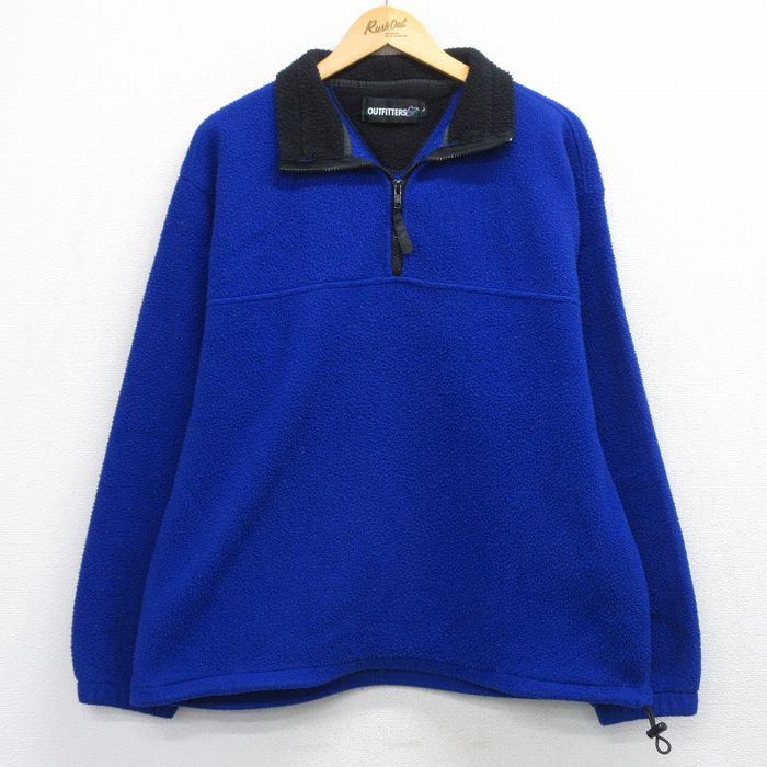 【中古】古着 長袖 ハーフジップ フリース ジャケット メンズ 90年代 90s USA製 青 26jan14