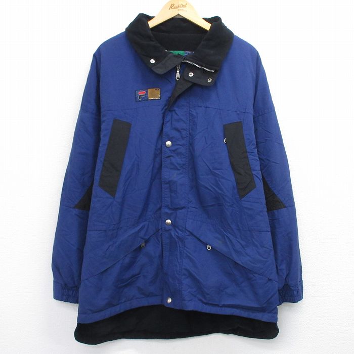 樂天商城 - 【中古】古着 フィラ FILA 長袖 ナイロン ジャケット メンズ 90年代 90s ワンポイントロゴ ロング丈 紺他【spe】 26jan14