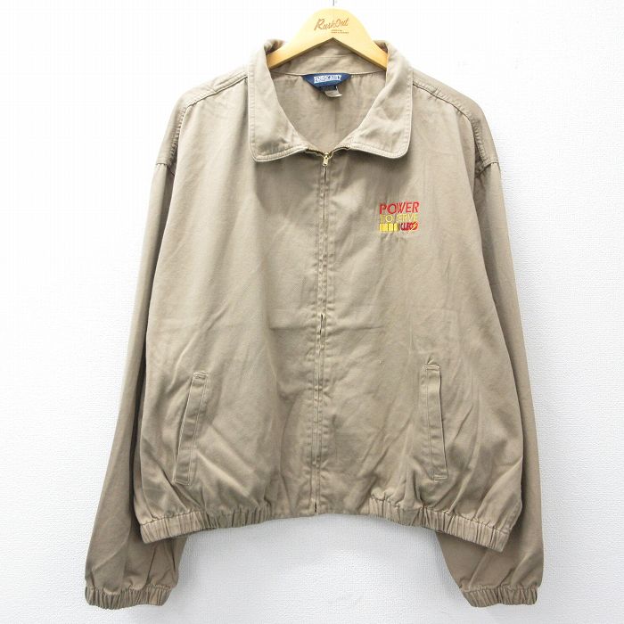 樂天商城 - 【中古】古着 ランズエンド 長袖 ジャケット スイングトップ メンズ 90年代 90s POWER 大きいサイズ コットン ベージュ 26jan15
