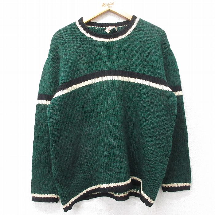 乐天商城 - 【中古】古着 80s 長袖セーター ニット メンズ 緑 80年代 ウール クルーネック オーストリア製 アメカジ ストリート カジュアル きれいめ ヴィンテージ レトロ 26jan15