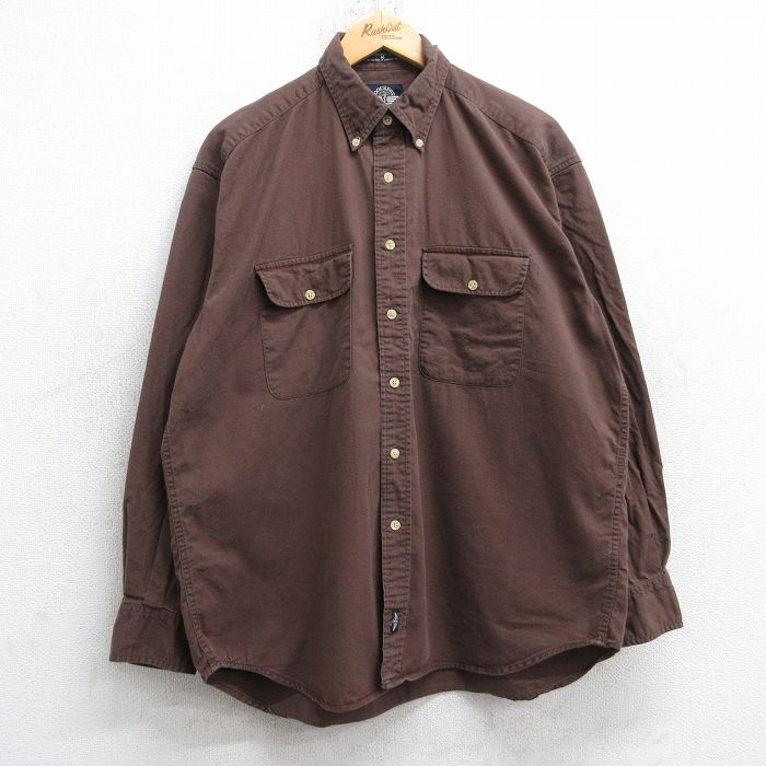 Rakuten - 【中古】古着 ドッカーズ 00s 長袖シャツ メンズ 茶 コットン ボタンダウン ブラウン アメカジ ストリート カジュアル きれいめ ヴィンテージ レトロ オールド 26jan19