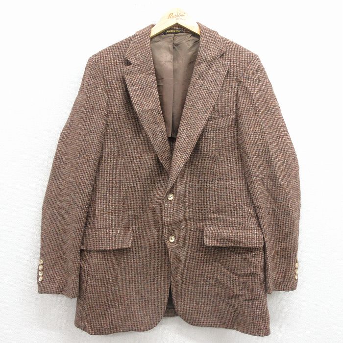乐天商城 - 【中古】古着 長袖 テーラード ジャケット メンズ 80年代 80s ハリスツイード ロング丈 手織り ウール USA製 茶他 26jan20