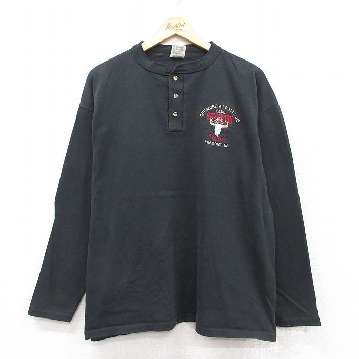 乐天商城 - 【中古】古着 長袖 ビンテージ Tシャツ メンズ 90年代 90s SALE BARN コットン ヘンリーネック USA製 黒 26jan20