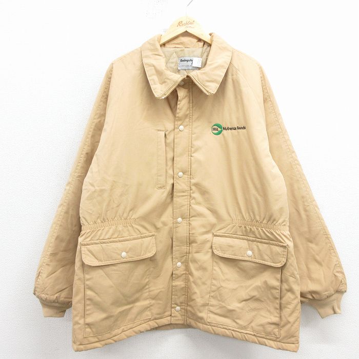 樂天商城 - 【中古】古着 スイングスター 長袖 ジャケット メンズ 90年代 90s Nutrena 大きいサイズ ラグラン USA製 ベージュ 内側キルティング 26jan23