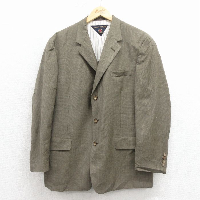 【中古】古着 トミーヒルフィガー 長袖 ブランド テーラード ジャケット スーツ メンズ 90年代 90s USA製 茶他【spe】 26jan23