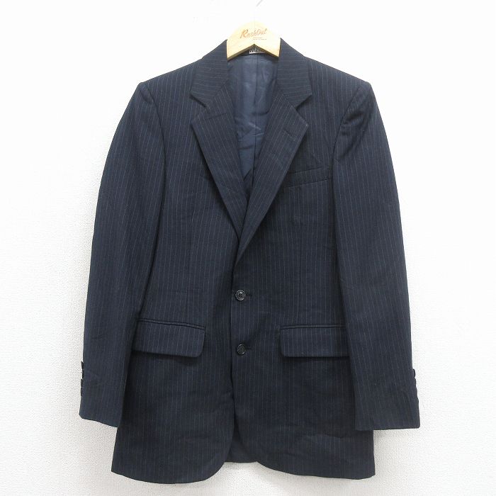【中古】古着 ピエールカルダン 長袖 ブランド テーラード ジャケット スーツ メンズ 80年代 80s USA製 紺 ストライプ【spe】 26jan23