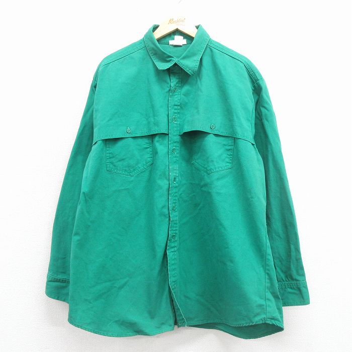 Rakuten - 【中古】古着 90s ウエスタン長袖シャツ メンズ 90年代 ダック地 コットン USA製 緑 大きいサイズ アメカジ ストリート ヴィンテージ カジュアル きれいめ 26jan23