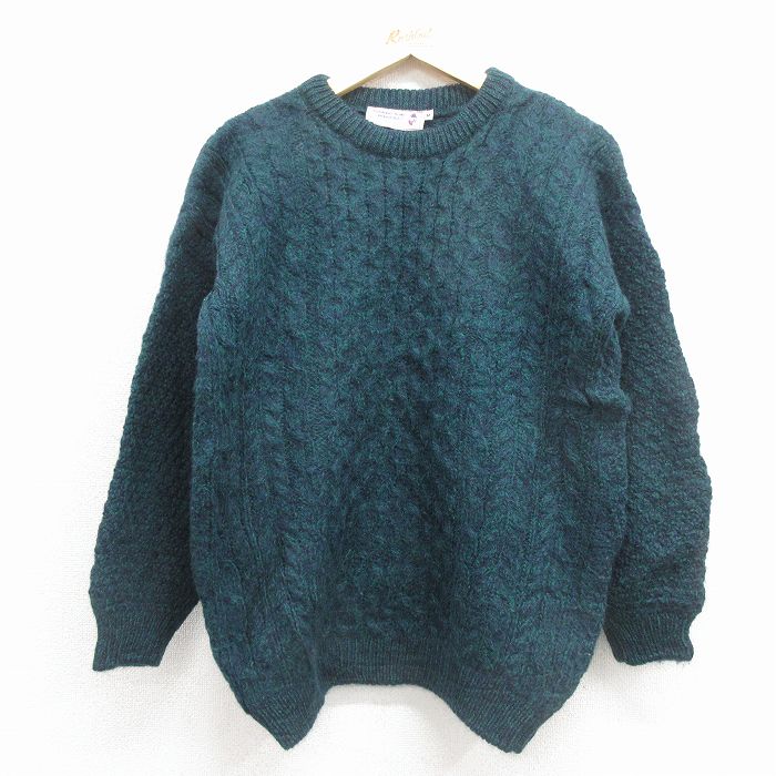 樂天商城 - 【中古】古着 長袖 セーター メンズ ウール クルーネック スコットランド製 緑 霜降り 26jan23