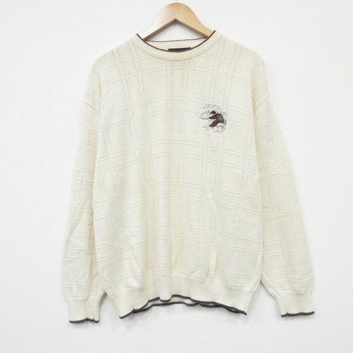 樂天商城 - 【中古】古着 長袖 セーター メンズ 00年代 00s 鳥 コットン クルーネック USA製 白 26jan24