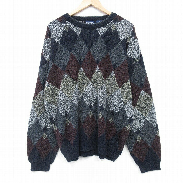 Crew Neck - 【中古】古着 ピューリタン 00s 長袖セーター メンズ 大きいサイズ アクリル クルーネック 濃グレー アメカジ ストリート カジュアル きれいめ ヴィンテージ レトロ 26jan23