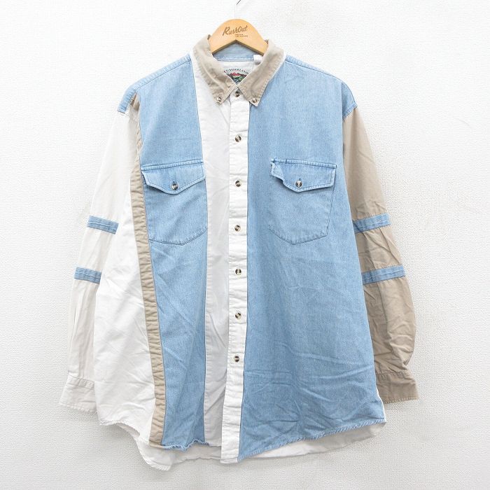 乐天商城 - 【中古】古着 00s 長袖シャツ メンズ 00年代 マルチカラー ボタンダウン ロング丈 コットン 大きいサイズ アメカジ ストリート カジュアル きれいめ ヴィンテージ【spe】 26jan29 2OF