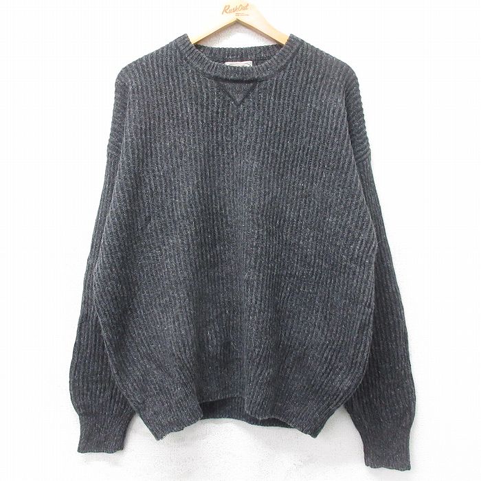 Crew Neck - 【中古】古着 COUNTY SEAT 00s 長袖セーター メンズ クルーネック 濃グレー 霜降り アメカジ ストリート カジュアル きれいめ ヴィンテージ レトロ 26jan28